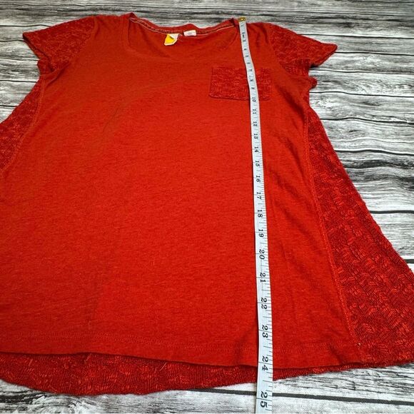 Anthropologie Knit Jersey Pocket Tee Orange Red Casual Top Women’s M - Picture 10 of 13
